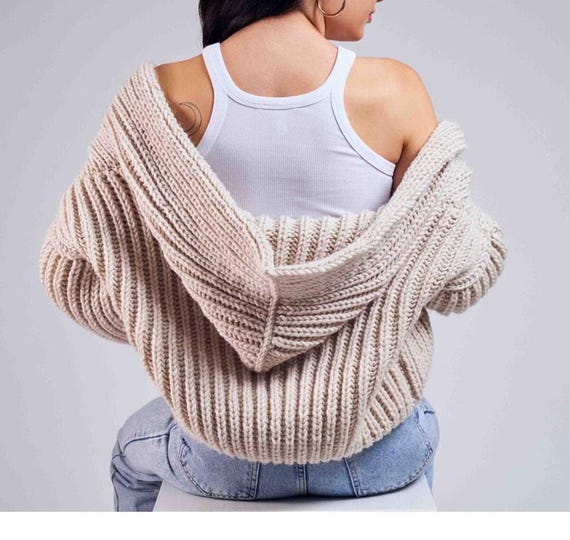 Womens Hooded Cardigan Knitted Hoodie Pattern Womens Free