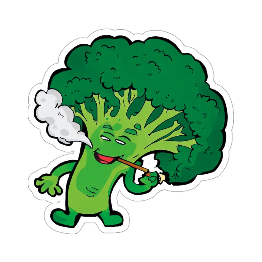 Smoking Broccoli Weed Sticker Etsy