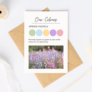 Invitación imprimible del código de vestimenta del esquema de color de los invitados de la boda descarga digital