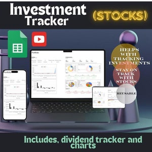 Trading Journal Spreadsheet Google Sheets Personal Finance Stock Market Financial Planner Investment Portfolio Tracker | Dividend Tracker