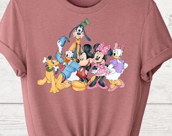 Camisetas retro de Mickey y sus amigos, camisetas divertidas de Disney, camisetas de personajes de Disney, camisetas de regalo para amantes de Disney, camisetas de moda para amantes de Disney.