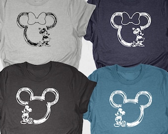 Mickey Minnie Sketch Shirt, Disney Mickey Minnie Shirt, Minnie Mickey Ears, Disneyland Shirt, Disney Family Vacation, Disney Family Shirts