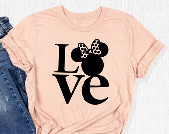 Love Minnie Mouse Shirt, Disneyworld T-Shirt, Cute Disney Tee, Minnie Birthday Gift, Disneyland Outfit, Gifts for Women, Family Trip Apparel