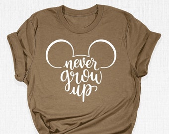 Never Grow Up Shirt, Mickey Head Tee, Disney Parks Shirt, Disney Trip Tee, Adult Disney Shirt, Disneyland Family Shirt, Disney Vacation Gift