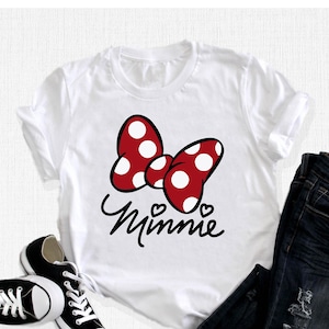 Minnie Bow Tee, Disneyland Women T-Shirt, Disney Mouse Tee, Birthday Gift, Disneyworld Tee for Friend, Minnie Trip Tee, Minnie Mouse Apparel