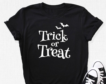 Camiseta de truco o trato, camiseta de Halloween, atuendo de otoño, ropa unisex linda, camiseta Bella Canvas, camiseta espeluznante, camiseta de Halloween para mamá, regalo de Halloween