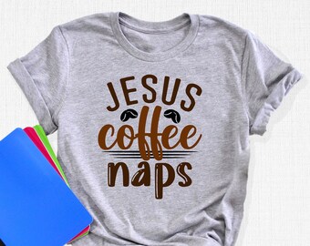 Camiseta de Jesús para la siesta con café, camiseta cristiana, camiseta de café, camiseta para la siesta, ropa religiosa, camiseta con temática religiosa, regalo para amigos, camiseta para la hora del café.