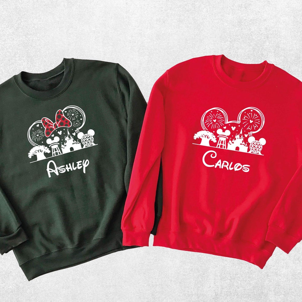 Mickey Minnie Sweatshirts, Custom Disney Sweatshirt, Personalized Disneyland Sweatshirt, Epcot Sweatshirts, Disneyworld Sweatshirts