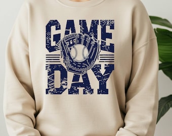 Sudadera de béisbol para el día del juego, suéter con guante de béisbol para el día del juego, sudadera para el día del juego de béisbol, regalo para amantes del béisbol, sudadera de la temporada de béisbol