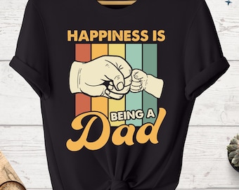 T-shirt « Le bonheur, c'est d'être papa », T-shirt cadeau pour la fête des pères, T-shirt papa, T-shirt cadeau pour mari, T-shirt « Meilleur papa », T-shirt humoristique pour la famille, T-shirt d'été