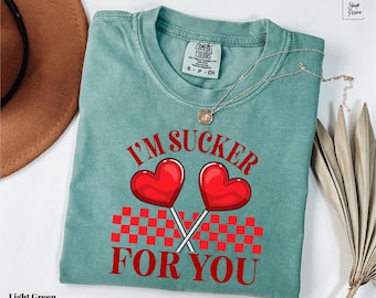 Camiseta Comfort Colors "Soy un tonto por ti", linda camiseta de San Valentín "Soy un tonto por ti", divertida camiseta de regalo de San Valentín, camiseta de regalo de piruleta de corazón
