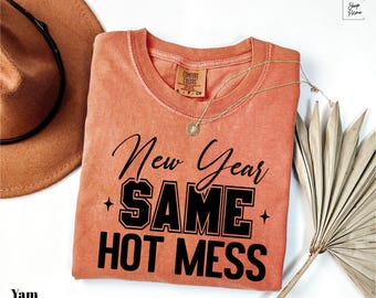 Camiseta Comfort Colors® "Año Nuevo con el Mismo Desorden", divertida camiseta de Nochevieja, regalo festivo, divertida camiseta navideña con el mismo desastre