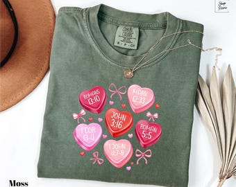 Comfort Colors® Valentines Day Christian Shirt, Conversation Hearts Shirt, Christian Bible Verse Shirts, Religious Valentine Love T-shirt