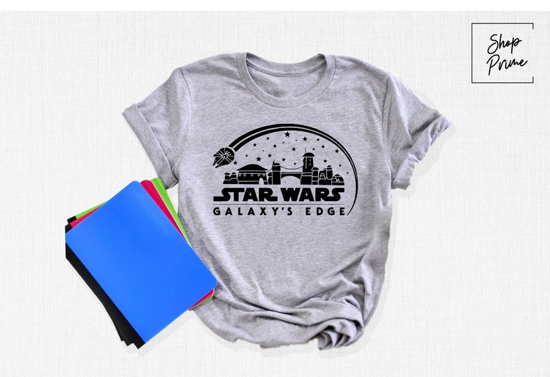Star Wars Galaxy's Edge T-Shirts, Star Wars Disney Tees, Star Wars T-Shirt, Galaxy Edge Outfit, Baby Yoda Darth Vader Tee, Disneyworld Gifts image 1