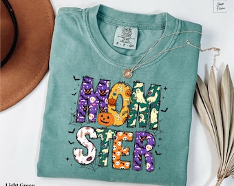 Comfort Colors® Momster Halloween T-Shirt, Funny Mom Shirt, Halloween Mom Life Tee, Spooky Season Shirt, Mom Gift, Pumpkin Shirt,  Fall Tee