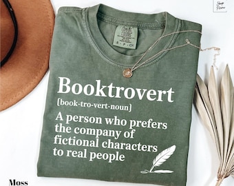 Comfort Colors® Booktrovert T-Shirt, Book Lover Shirt, Funny Book Lover Shirt, Librarian Tee, Book Lover Gift, Booktrovert Definition Shirt