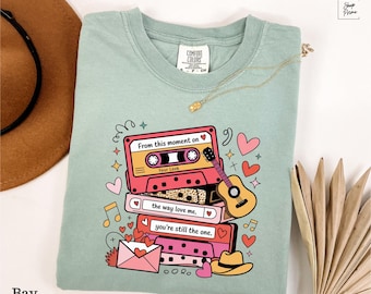 Camiseta de casetes de San Valentín Comfort Colors®, camiseta de casete "From this moment on", camiseta de San Valentín con casete del Oeste, camiseta de música country de los 90