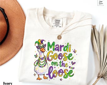 Camiseta holgada de ganso de Mardi de Comfort Colors®, camiseta de la temporada de Mardi Gras 2026, camiseta de Mardi Gras, camiseta del Festival de Luisiana, camiseta divertida de ganso