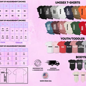 a pink background with a chart of different types of t - shirts