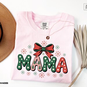 Comfort Colors® Festive Mama T-shirt, Christmas Mama Shirt, Mama Xmas Gift, Mother&#39;s Xmas Shirt, Cute Holiday Shirt, Christmas Gift For Mama