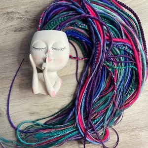 Galaxy Mermaid thin synthetic dreads / braids with glass beads.