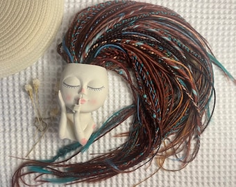 Cowboy Copper and Turquoise thin kanekalon dreads