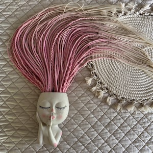 Pink blonde ombré thin double ended dread