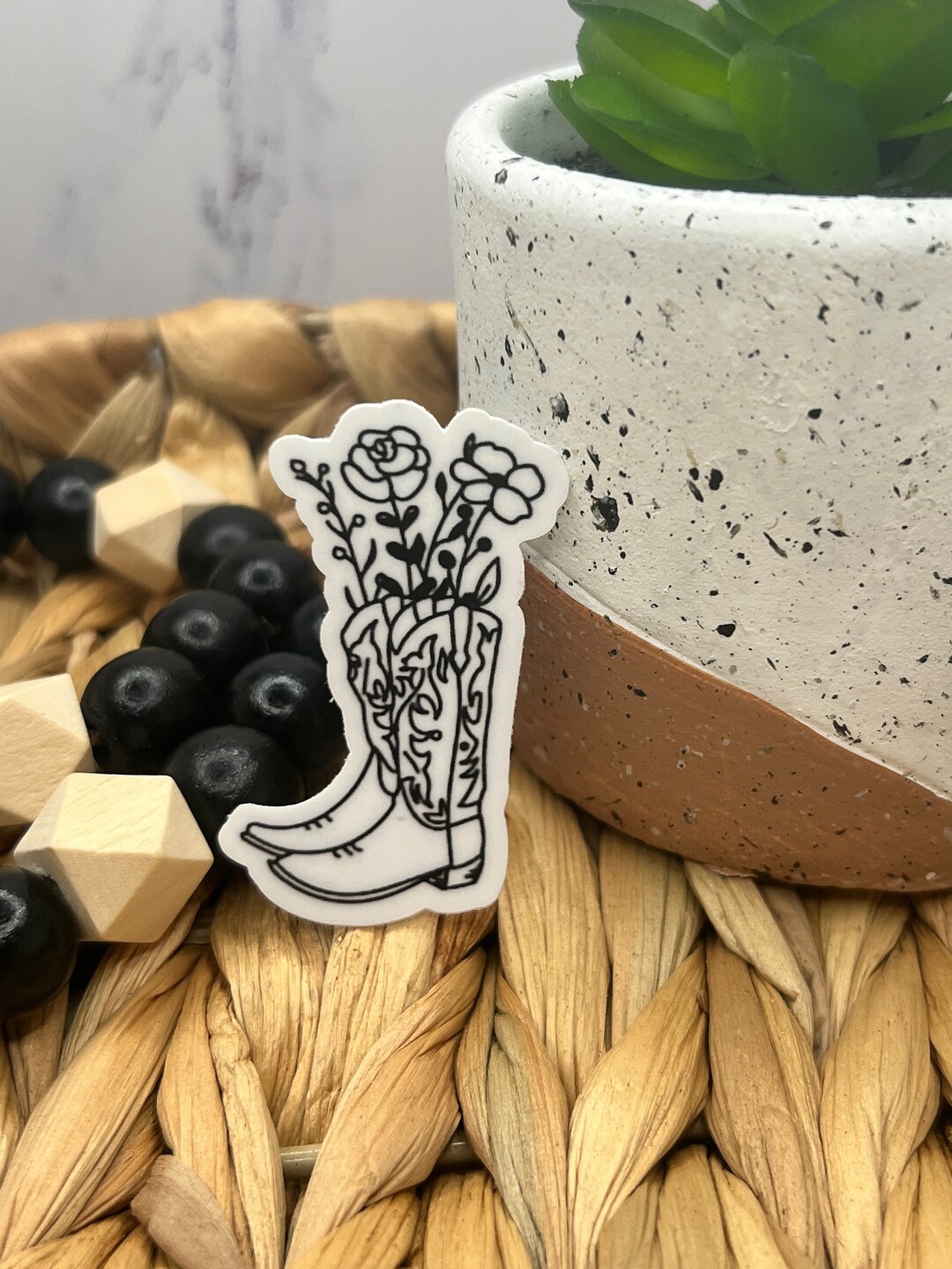 Boot With Flowers Sticker Waterproof - Etsy