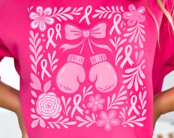 Boho Floral Breast Cancer PNG, Fight Breast Cancer Png, Breast Cancer Awareness Png, Retro Breast Cancer Png, Pink Ribbon Png, Cancer Png