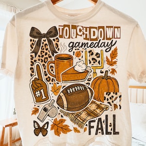 Fall Football Collage Png, Game Day Png Fall Vibes Png, Autumn Png Boho Floral Football Png Touchdown Season Png, Coquette Football Bow Png
