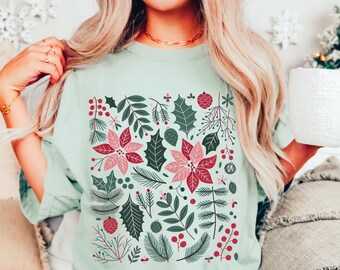 Boho Floral Christmas Png, Pink Christmas Hand Drawn Png, Boho Christmas Sublimation, Coquette Christmas Png, Girly Christmas Tree Png