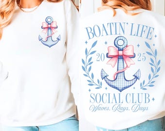 Boating PNG, Summer Sublimation, Nautical Anchor Digital File, Lake Life Bow Graphic, Coastal Theme PNG Download, Sailor Aesthetic T-Shirt
