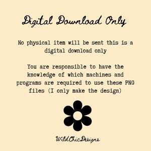 以下が含まれることがあります： 黒いテキストのクリーム色のデジタルダウンロードグラフィック。「Digital Download Only」とデジタル製品の詳細が書かれています。黒い花のグラフィックと「Wild Chic Designs」のテキストも表示されています。