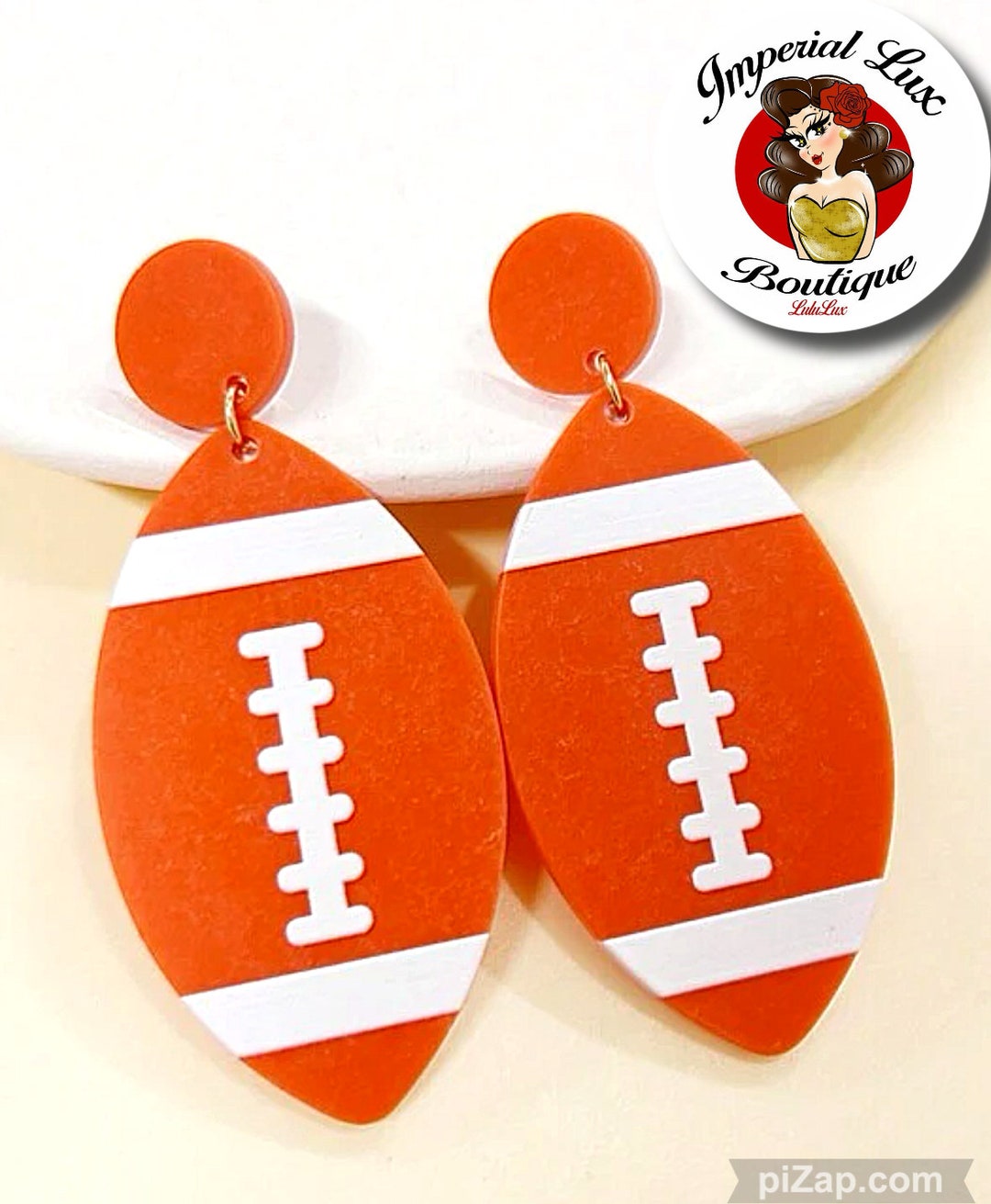 Lux Lazer Cut Acrylic FOOTBALLS Game Day Themed Earrings/ Fashion Accessories/ Football/ Sports