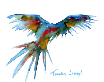 En Route to One Particular Harbour "Thanks Jimmy" , watercolor art print, Jimmy Buffett, Tribute, Parrothead,