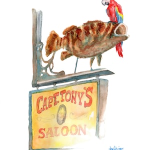 Up to Capt. Tonys, oringinal Sloppy Joes bar, Jimmy Buffett, bar decor, Key West, Florida art, beach style, Jimmy Buffett, David K Jones