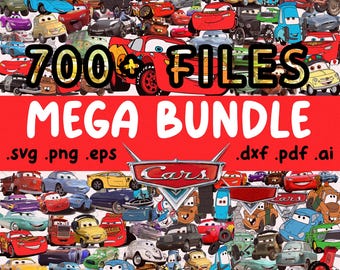 Cars PNG, Cars Clipart, Cars SVG, Planes and Cars Birthday Bundle, Instant Download, Instant Download Lightning Mcqueen Mater, Chrome Letter