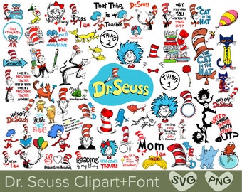 Layered Svg Bundle, Cat In The Hat Svg, Dr. Seuss Quotes  Clipart, Cricut, Digital Vector Cut File, Cat And The Hat