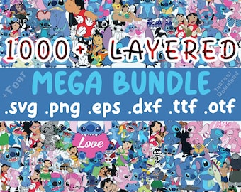 Lilo and Stitch SVG Bundle for Cricut PNG Sublimation, Stitch Cut Files, Stitch Clipart, Font Bundle