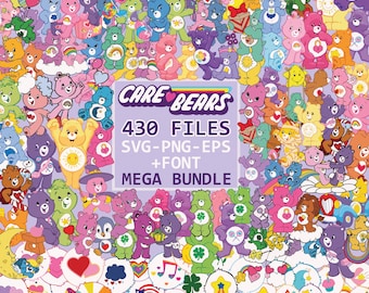 Care Bear SVG Bundle, Care Bears Png, Clipart Files, Care Bear Font, Svg For Cricut, Instant Download, Digital Files