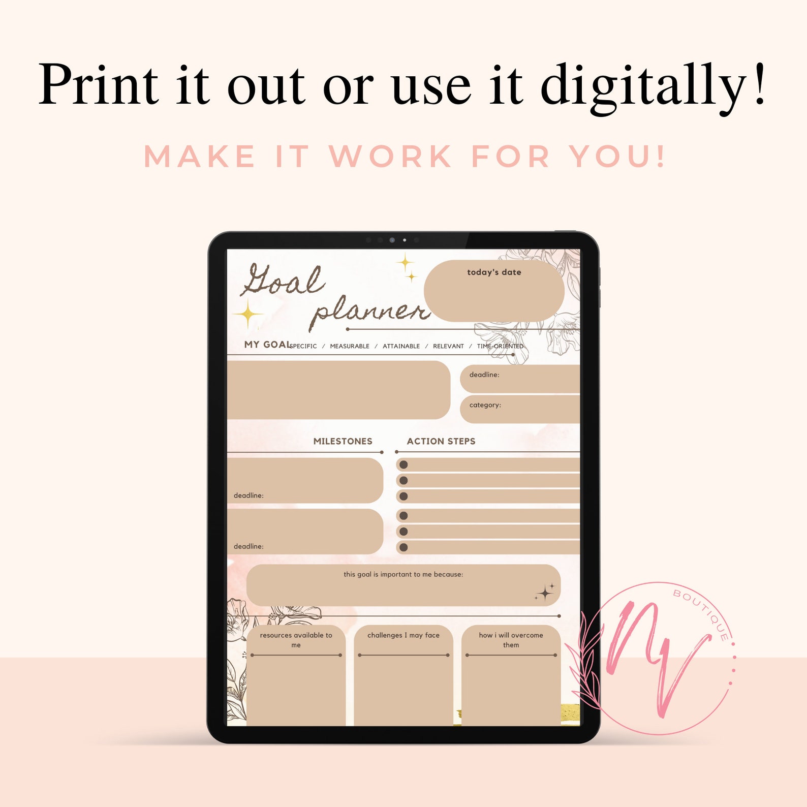 Goal Setting Planner - Digital Goal Tracker - Goal Setting Workbook ...