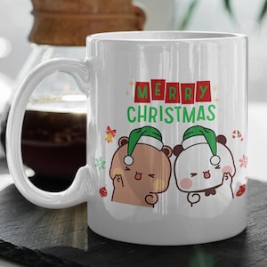 Caneca de Natal Bubu e Dudu Feliz Natal Presente de Natal Caneca de desenho animado Decoração de Natal Presente de Dia dos Namorados Caneca de 11' Presente