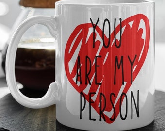 You Are My Person Cristina Yang Meredith Gray Grey's Anatomy Quote TV Show Mug Leuke grappige mok, vriend cadeau, FriendShip cadeau, 11 oz mok
