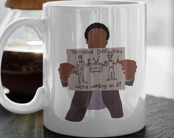 Abed Technical Difficulties We're Working On It! Talk Show Community TV Show 11 oz Ceramic Mug Gift Valentines Gift