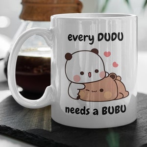 Jeder Dudu braucht eine Bubu Kaffeetasse Bubu und Dudu Beziehung Geschenk Liebhaber Tasse Niedlichen Cartoon Haustier Liebe Umarmung Panda, niedliches Geschenk, Geschenk für sie.