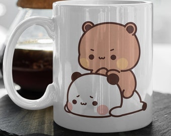 Bubu And Dudu Coffee Mug  Love Heart Cute Cartoon Pet  Love Hug Panda  Gift For Her  Cute Mug  Happy Valentine's Day Gift 11 oz Mug Gift