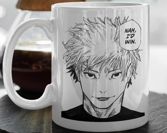 Gojo Satoru I'd Win  Jujutsu Kaisen  Satoru Gojo Gift  Funny Anime Mug  11 oz Ceramic Mug Gift  Gift For Her, Gift For Him, Anime Fan