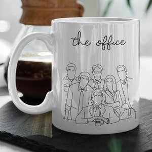 The Office Cast  Michael Scott  Jim Halpert  Dwight Schrute  Pam Beesly  Meredith Palmer, Gift For Office Fan, 11 oz Ceramic Mug Gift