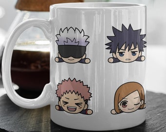 Jujuts Kaisen Characters  Gojo Satoru  Itadori Yuji  Nobara Kugisaki  Megumi Fushiguro  Anime Lover Gift, Anime Coffee Mug, Cute Gift, 11 oz