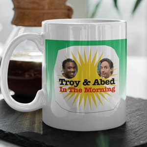 Troy And Abed  In The Morning Talk Show  Community TV Show  Funny Glossy  High Quality 11 oz Ceramic Mug Gift Valentines Gift